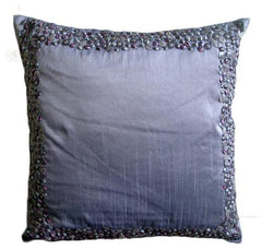 Royal Blue Silver - Royal Blue Art Silk Throw Pillow Cover