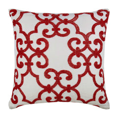 Red Encrusted - Red Cotton Linen Decorative Euro Sham
