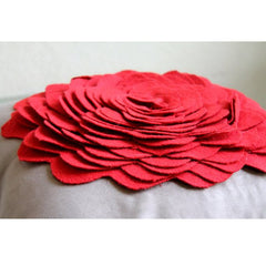 Red Rose - Taupe Faux Suede Throw Pillow Cover