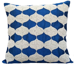 Royal Blue Tops Silk Throw Pillow Cover