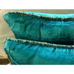 Royal Peacock Green Shimmer - Royal Peacock Green Velvet Throw Pillow Cover