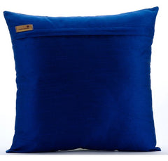 Royal Tartan - Royal Blue Art Silk Throw Pillow Cover