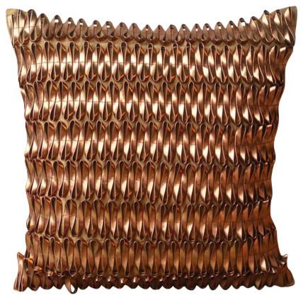 Rustic Rust - Copper Faux Leather Decorative Euro Sham