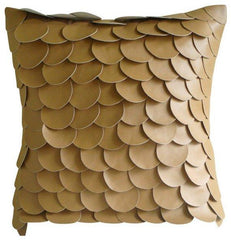 Mermaid - Beige Faux Leather Decorative Euro Sham