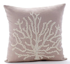 Sea Shrub - Mocha Cotton Linen Decorative Euro Sham
