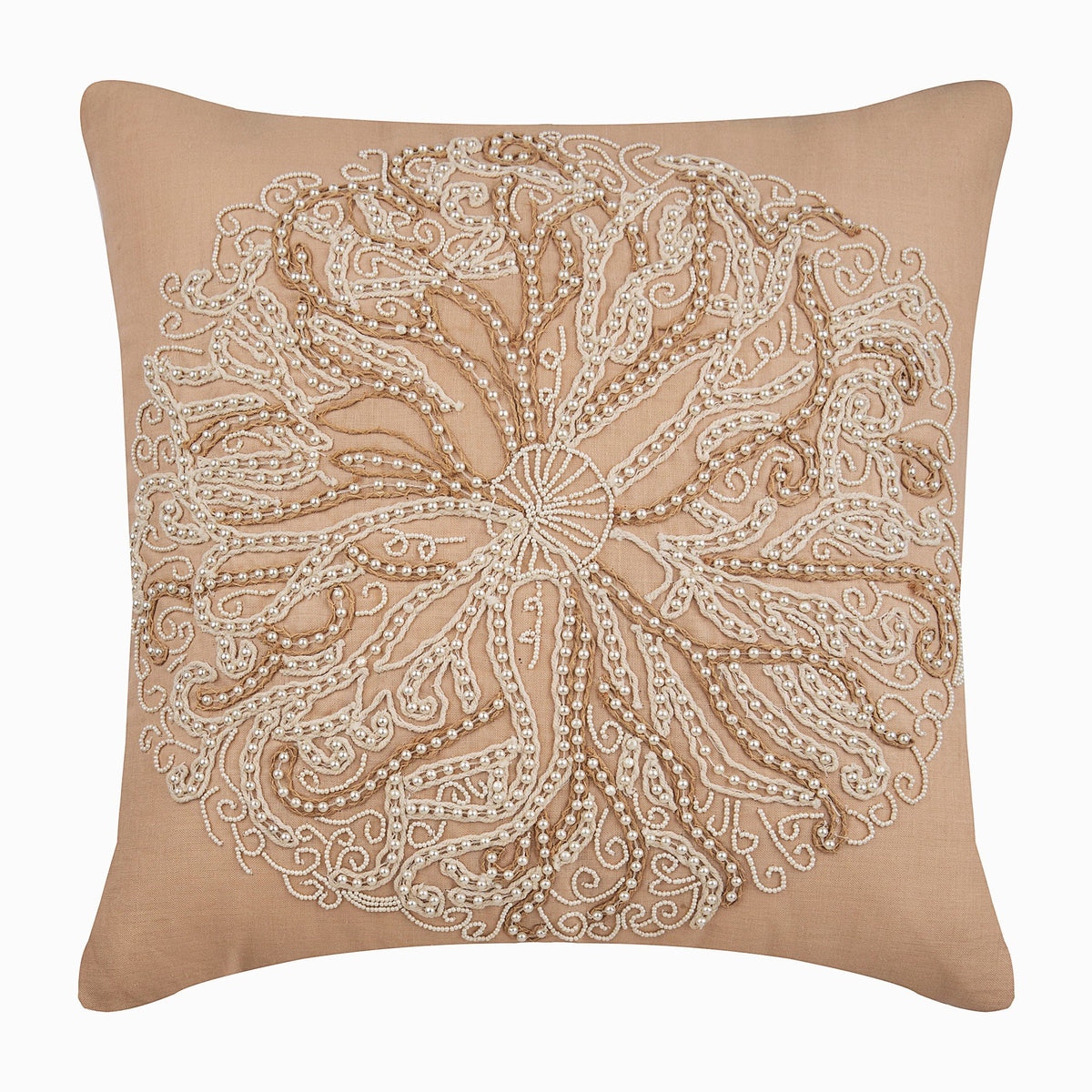 Sea Urchin - Beige Cotton Linen Decorative Euro Sham
