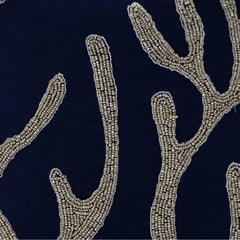 Sea Weed At The Shore - Navy Blue Cotton Linen Decorative Euro Sham