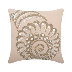 Shell Burst - Beige Cotton Linen Throw Pillow Cover