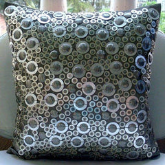 Shiny Disco Balls - Silver Art Silk Decorative Euro Sham