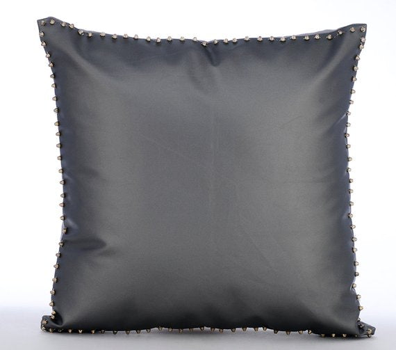 Silent Night - Gray Faux Leather Decorative Euro Sham