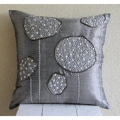 Silver Ball Bearings - Gray Art Silk Throw Pillow Cover