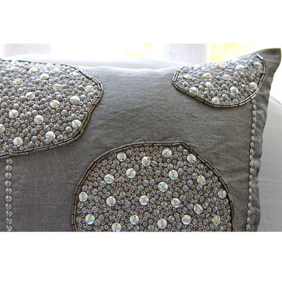 Silver Ball Bearings Art Silk Decorative Euro Sham