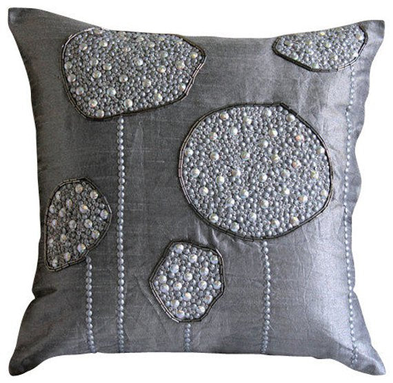 Silver Ball Bearings Sequins Throw Pillow Cover