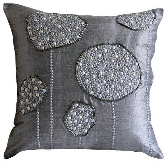 Silver Ball Bearings Sequins Decorative Euro Sham