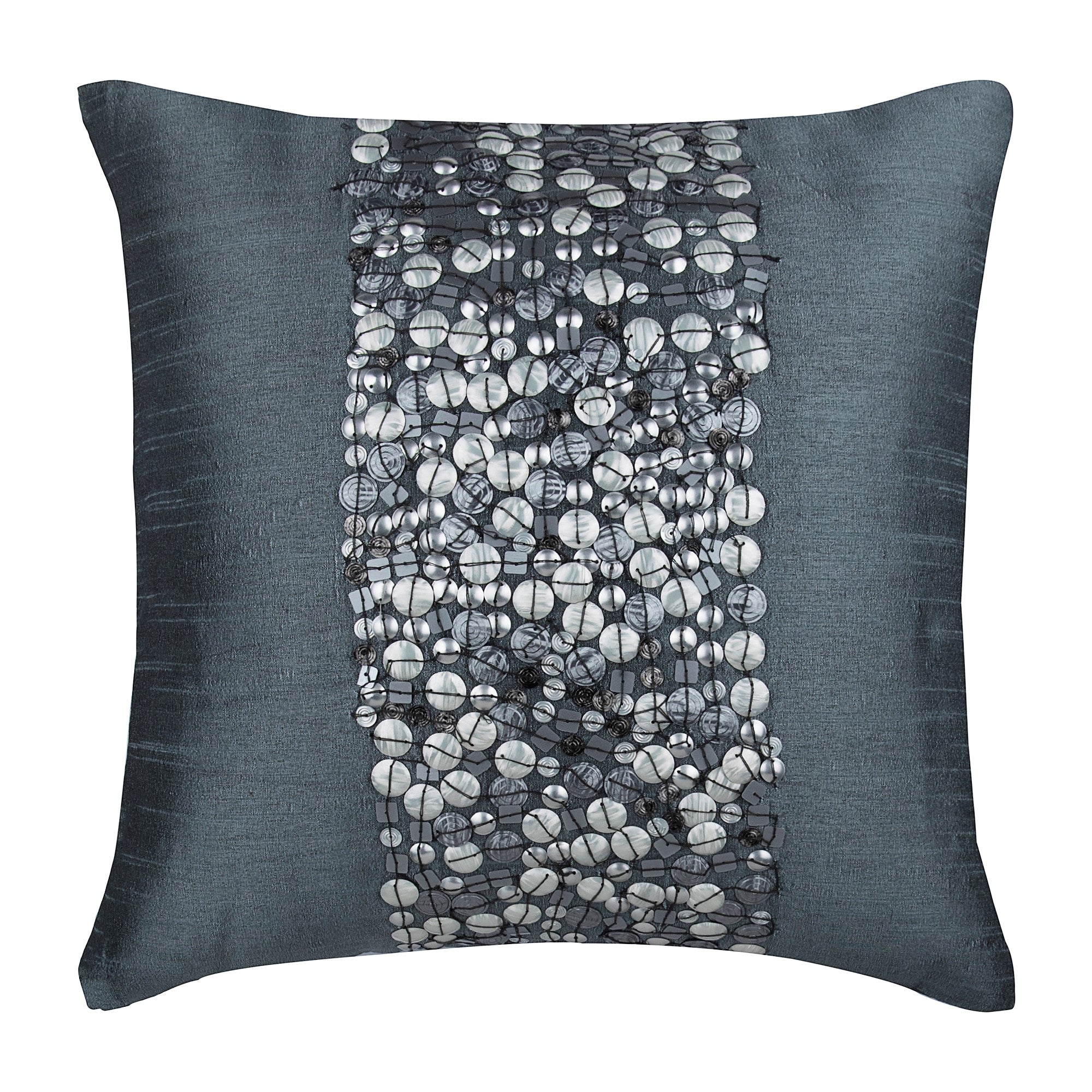 Cocoa Turq - Chocolate Brown Art Silk Throw Pillow Cover