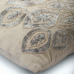 Silver Charmer - Beige Linen Decorative Euro Sham
