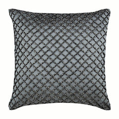 Silver Checkered - Silver Taffeta Decorative Euro Sham