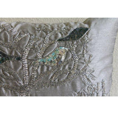 Silver Pigeons Silk Decorative Euro Sham
