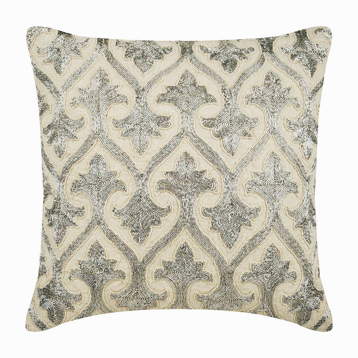 Silver Twinkles - Beige Linen Decorative Euro Sham