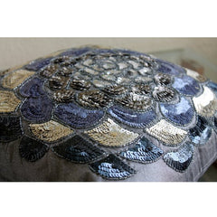 Silver Wildflower - Silver Art Silk Throw Pillow Cover