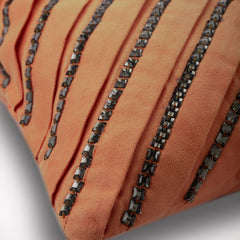 Smoked Salmon - Orange Faux Suede Throw Pillow Cover