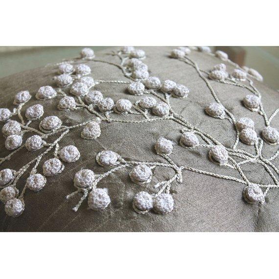 Snow Flowers Gray Decorative Euro Sham