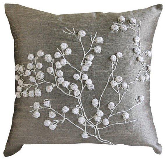 Snow Flowers Silk Decorative Euro Sham