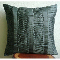 Sonic Waves - Dark Gray Art Silk Decorative Euro Sham
