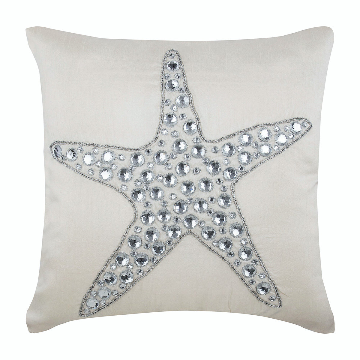 Starfish Crystals - Ivory Cotton Linen Decorative Euro Sham