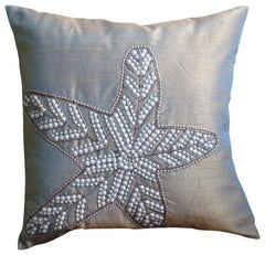Starry Light - Gray Art Silk Decorative Euro Sham