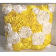 Sunny Yellow Blooms - Yellow Art Silk Throw Pillow Cover