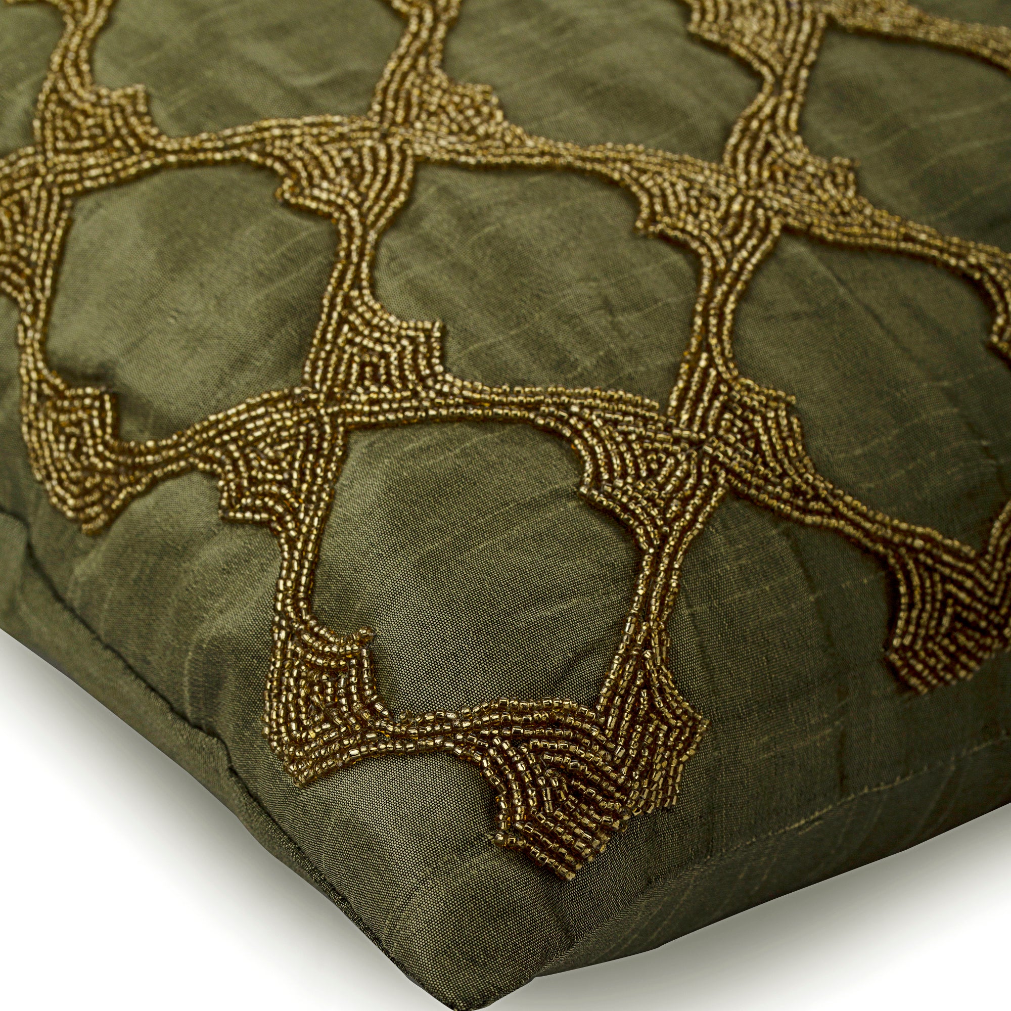 Tarnished Gold Lattice Throw Pillow Cover