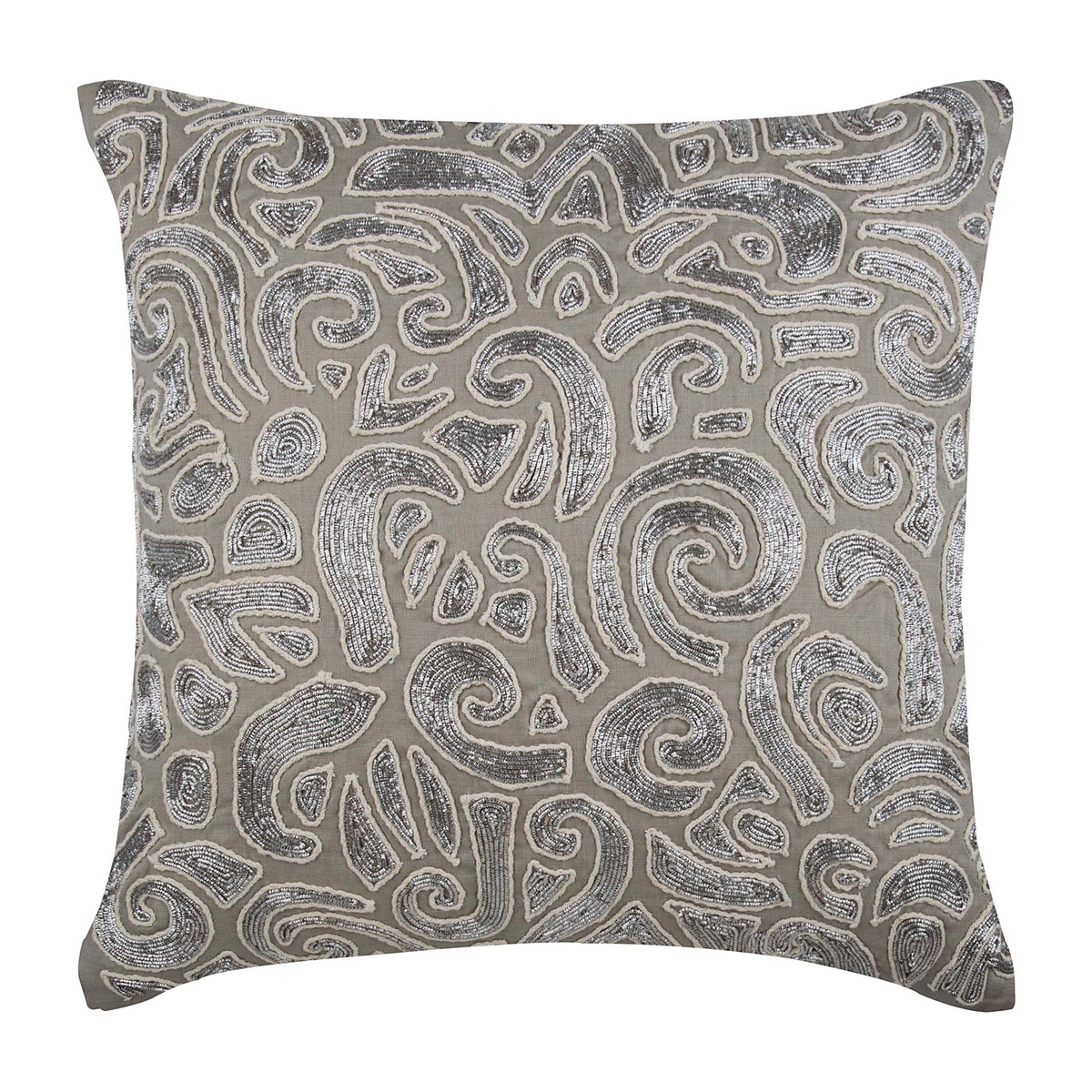 Taupe Carnival - Silver Cotton Linen Decorative Euro Sham