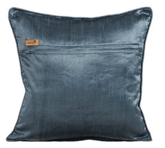 Teal Origami - Teal Blue Jacquard Silk Throw Pillow Cover