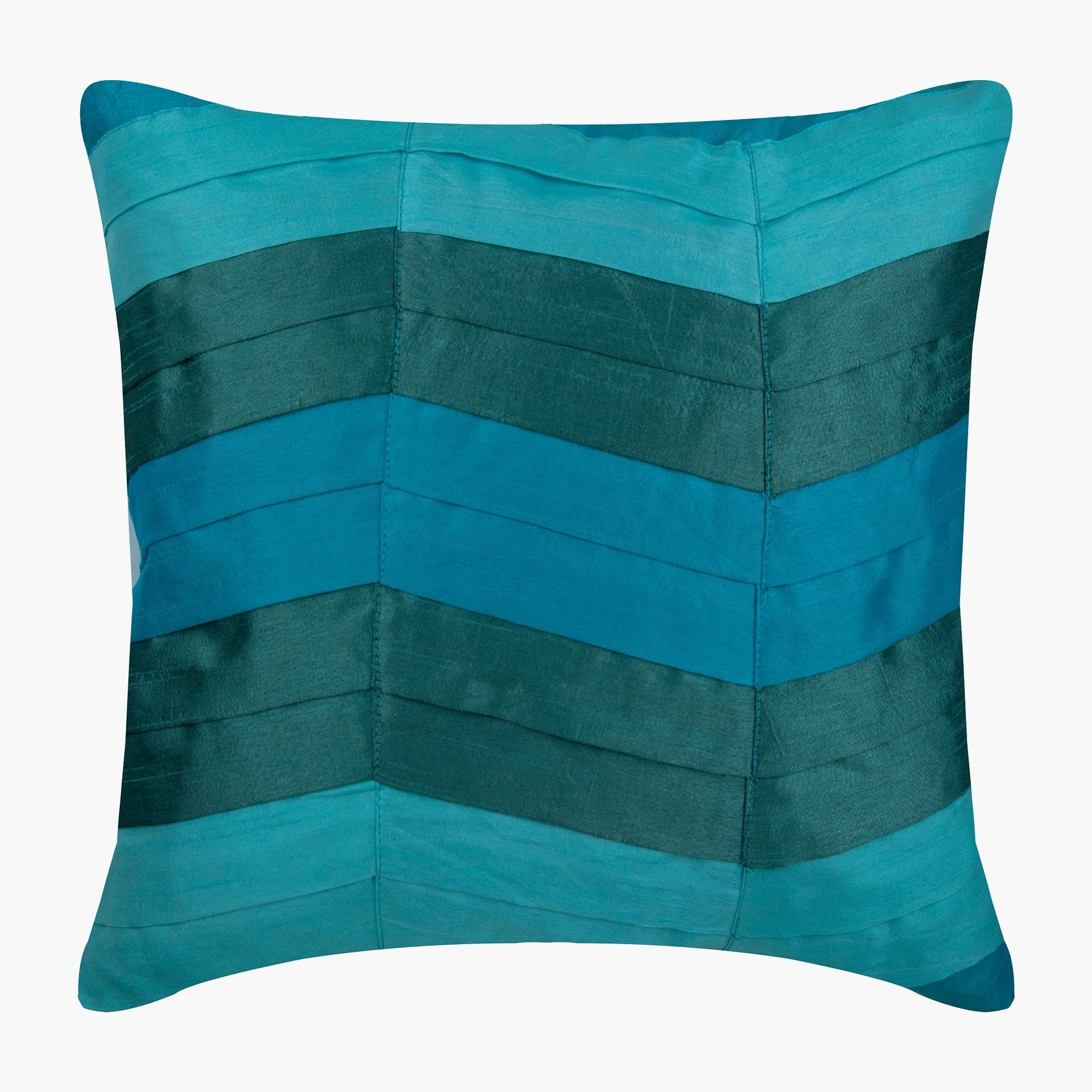 Kibui Chevron Cushion Cover – 45x45cm, 100% Cotton, Light Grey & Green, Zip Closure