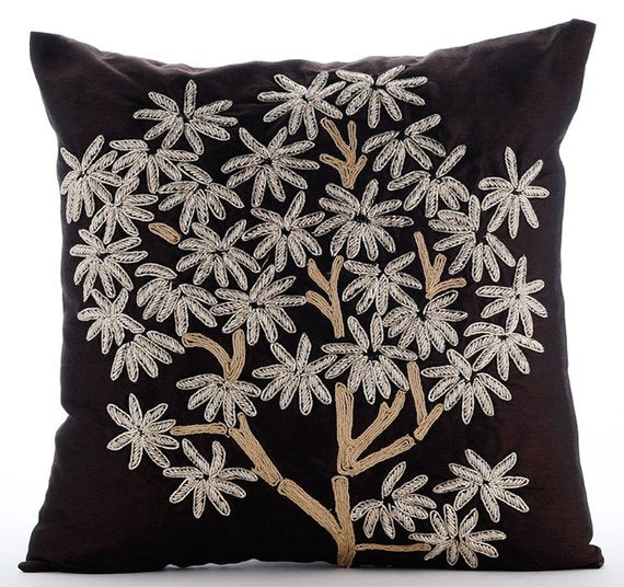 The Desert Life Brown Silk Throw Pillow Cover