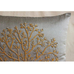 Tree Of Faith - Gray Art Silk Decorative Euro Sham
