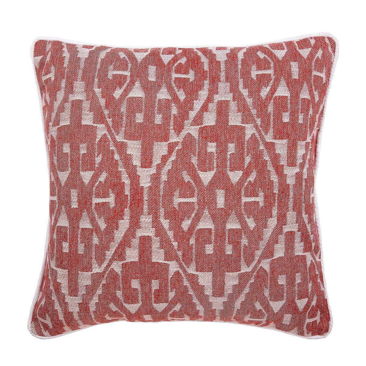 Tribal Love - Red Jacquard Silk Decorative Euro Sham