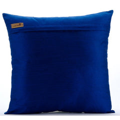 Tulipomania - Royal Blue Art Silk Throw Pillow Cover