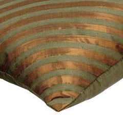 Unfolding Olive Copper - Olive Green Art Silk Decorative Euro Sham