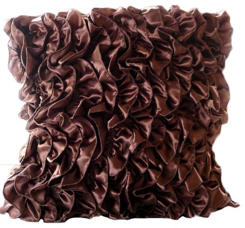 Vintage Browns - Brown Satin Decorative Euro Sham
