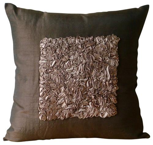 Vintage Chocolate Love - Dark Brown Art Silk Decorative Euro Sham