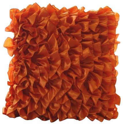 Vintage Orange - Orange Satin Decorative Euro Sham