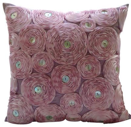 Vintage Romance - Pink Art Silk Decorative Euro Sham
