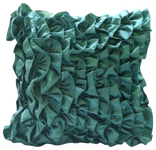 Vintage Teals - Teal Blue Satin Decorative Euro Sham