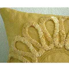 We All Blossom - Gold Art Silk Decorative Euro Sham