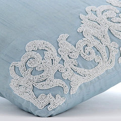 White Waters - Light Blue Art Silk Decorative Euro Sham