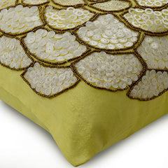 White Wildflower - Yellow Art Silk Throw Pillow Cover