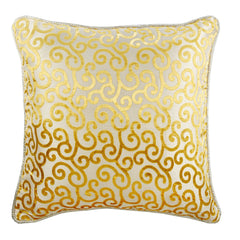 Yellow Scroll All The Way - Mimosa Yellow Burnout Velvet Decorative Euro Sham